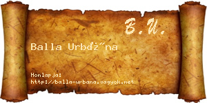Balla Urbána névjegykártya